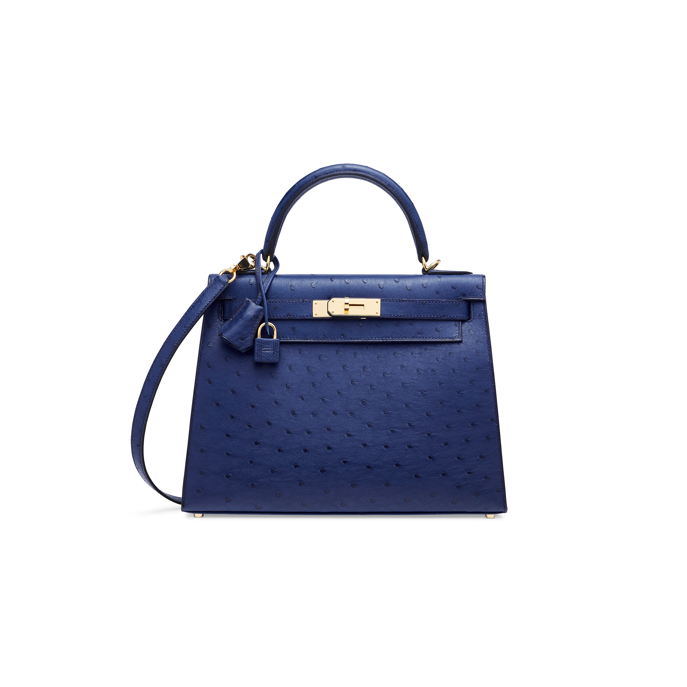 H**mes master ostrich sellier kelly 28 iris blue with gold hardware (28*22*10cm)